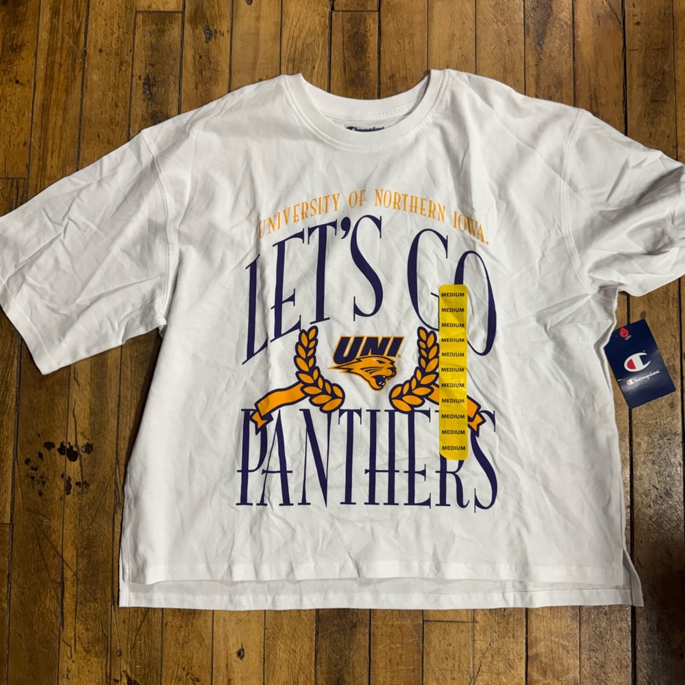 Champion White "Let's Go Panthers" Graphic Tee